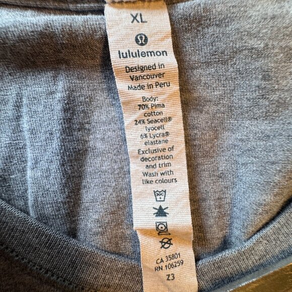 Lululemon Vneck Tshirt Mens XL Heather Gray Athleisure - Picture 5 of 5